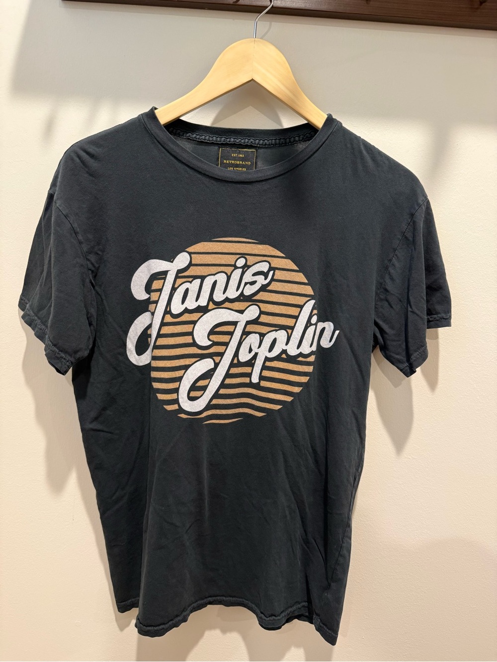 Janis Joplin Graphic Tee - Black with Tan Crest